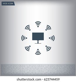 WiFi icon around the computer