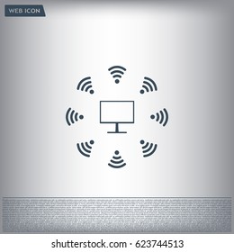 WiFi icon around the computer