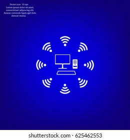 WiFi icon around the computer