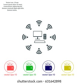WiFi icon around the computer