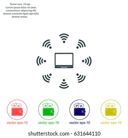 WiFi icon around the computer