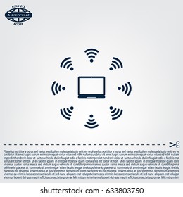 WiFi icon around the computer