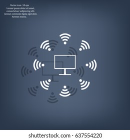 WiFi icon around the computer