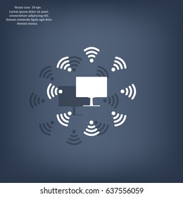 WiFi icon around the computer