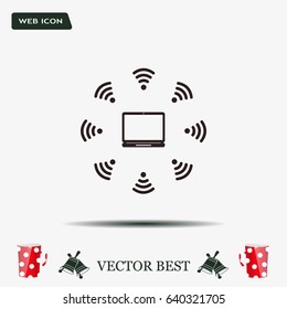 WiFi icon around the computer