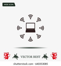 WiFi icon around the computer