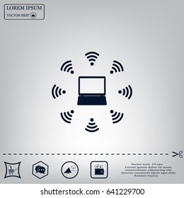 WiFi icon around the computer