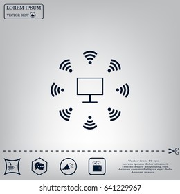 WiFi icon around the computer