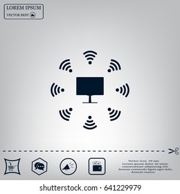 WiFi icon around the computer