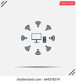 WiFi icon around the computer