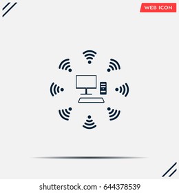 WiFi icon around the computer