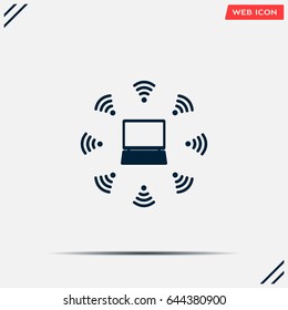 WiFi icon around the computer