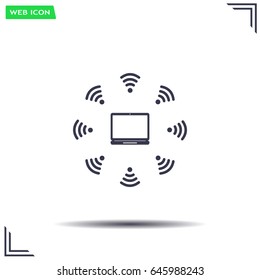 WiFi icon around the computer