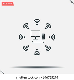 WiFi icon around the computer