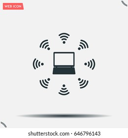WiFi icon around the computer