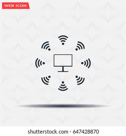 WiFi icon around the computer