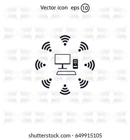 WiFi icon around the computer