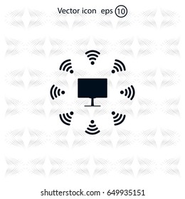 WiFi icon around the computer