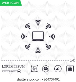 WiFi icon around the computer