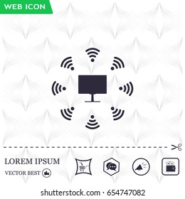 WiFi icon around the computer