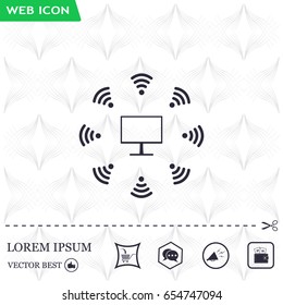 WiFi icon around the computer