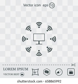 WiFi icon around the computer