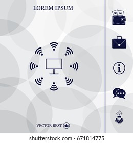 WiFi icon around the computer