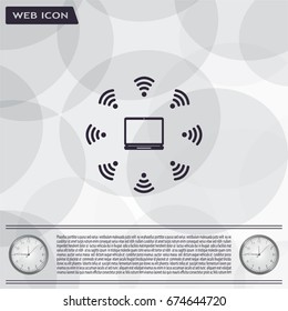 WiFi icon around the computer