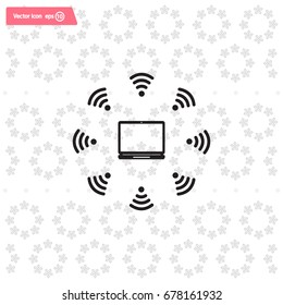 WiFi icon around the computer