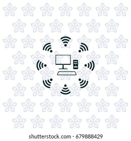 WiFi icon around the computer