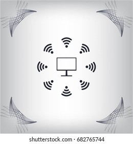 WiFi icon around the computer