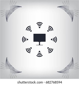 WiFi icon around the computer