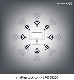WiFi icon around the computer