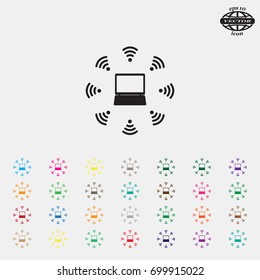 WiFi icon around the computer