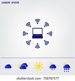 WiFi icon around the computer