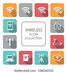 Wifi icon Basic internet icons set. Antenna, mobile, router. Editable vector.