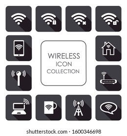 Wifi icon Basic internet icons set. Antenna, mobile, router. Editable vector.