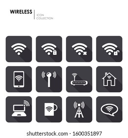 Wifi icon Basic internet icons set. Antenna, mobile, router. Editable vector.