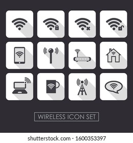 Wifi icon Basic internet icons set. Antenna, mobile, router. Editable vector.