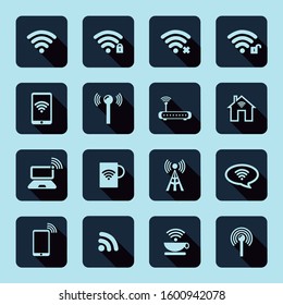 Wifi icon Basic internet icons set. Antenna, mobile, router. Editable vector.