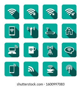 Wifi icon Basic internet icons set. Antenna, mobile, router. Editable vector.