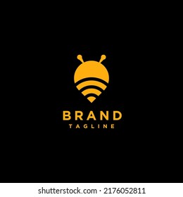 WiFi Icon With Bee Head Logo Design