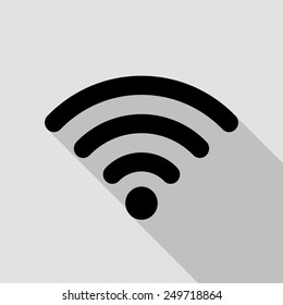 wi-fi icon - black illustration with long shadow