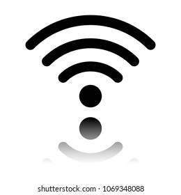wi-fi icon. Black icon with mirror reflection on white backgroun