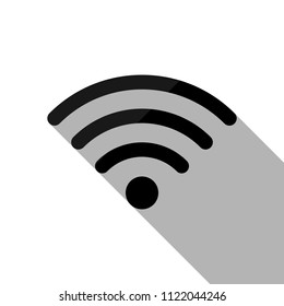 wi-fi icon. Black object with long shadow on white background