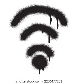 Wifi icon with black spray paint. vector illustration