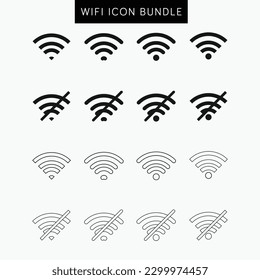 Icono de WIFI Icono de relleno y icono de trazo icono plano