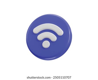 wifi icon with button icon 3d rendering vector illustration