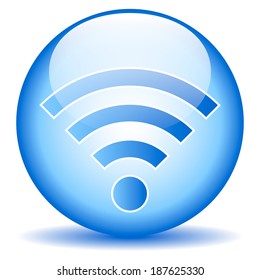 Wi-Fi icon button on white background - vector illustration.