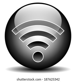 Wi-Fi icon button on white background - vector illustration.